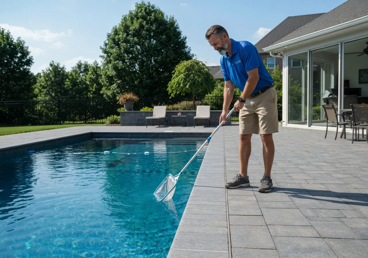 Solstice technician servicing a pool